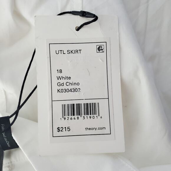 Theory White Cotton Chino Utility Skirt 18 - Picture 10 of 13